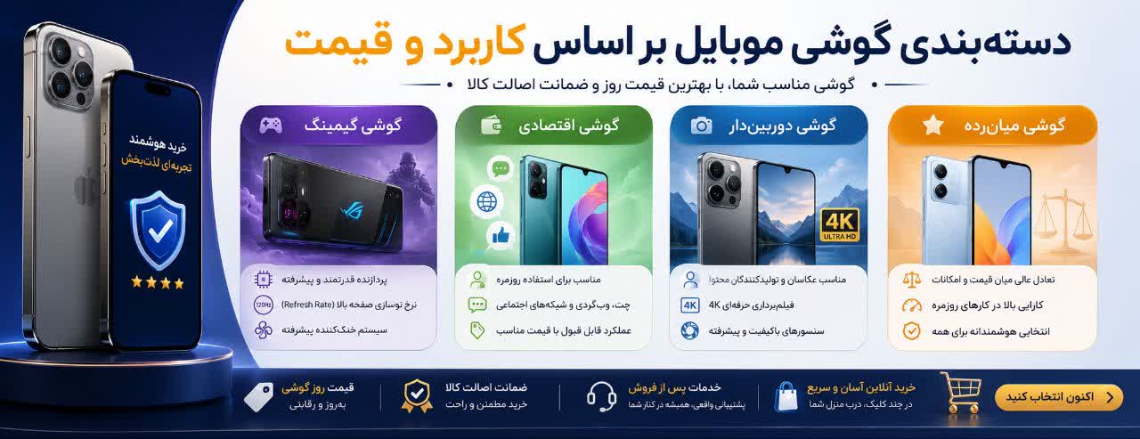 دسته‌بندی گوشی موبایل بر اساس کاربرد و قیمت